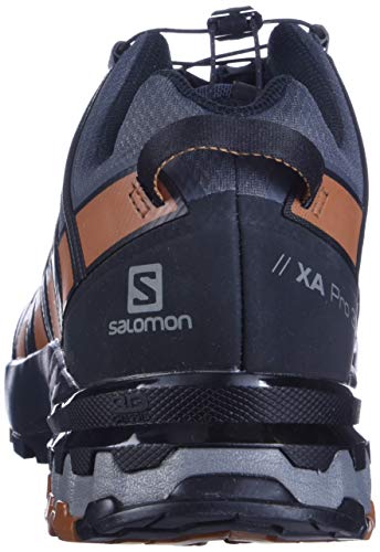 Salomon XA Pro 3D V8 Gore-Tex (impermeable) Wide Hombre Zapatos de trail running, Negro (Ebony/Caramel Cafe/Black), 45 ⅓ EU