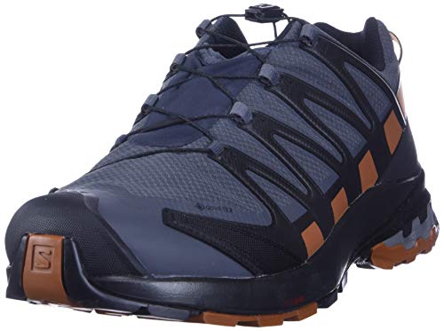 Salomon XA Pro 3D V8 Gore-Tex (impermeable) Wide Hombre Zapatos de trail running, Negro (Ebony/Caramel Cafe/Black), 45 ⅓ EU