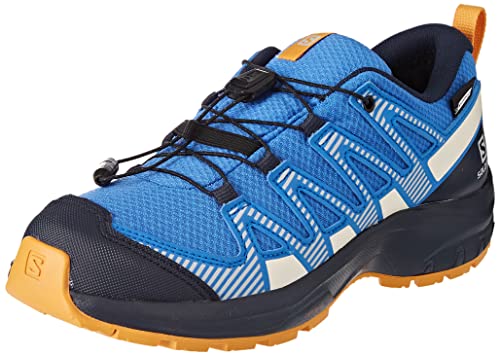 Salomon XA Pro V8 Climasalomon Waterproof (impermeable) unisex-niños Zapatos de trail running, Azul (Palace Blue/Navy Blazer/Butterscotch), 40 EU