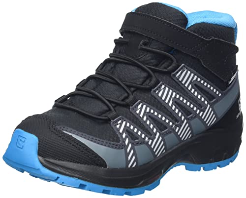 Salomon XA Pro V8 Mid Climasalomon Waterproof (impermeable) unisex-niños Zapatos de trail running, Negro (Black/Monument/Hawaiian Ocean), 32 EU