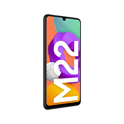 Samsung Galaxy M22 – Pantalla 6,4” (AMOLED HD+, 90Hz, 4GB RAM + 128GB almacenamiento, cuádruple cámara trasera, 5000 mAh carga rápida 25W) Negro [Versión Es]