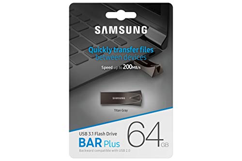 Samsung muf-64be4/eu 64gb 3.0 (3.1 Gen 1) Conector USB Tipo a Gris, Titanio Unidad Flash USB - Memoria USB (64 GB, 3.0 (3.1 Gen 1), Conector USB Tipo a, 200 MB/s, sin Tapa, Gris, Titanio)