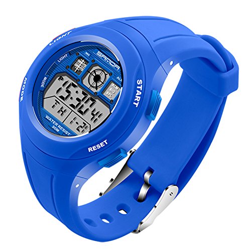 SANDA - Reloj Deportivo Impermeable para Niños Niñas Reloj de Pulsera Digital a Prueba de Agua Infantiles - Azul