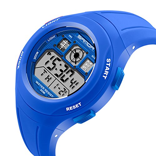 SANDA - Reloj Deportivo Impermeable para Niños Niñas Reloj de Pulsera Digital a Prueba de Agua Infantiles - Azul