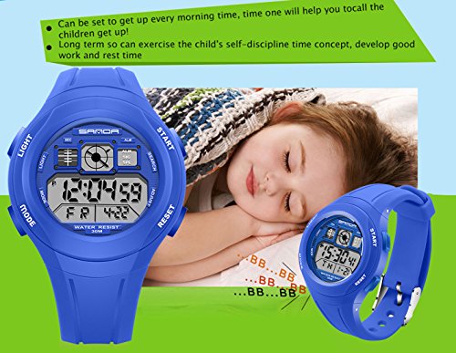 SANDA - Reloj Deportivo Impermeable para Niños Niñas Reloj de Pulsera Digital a Prueba de Agua Infantiles - Azul