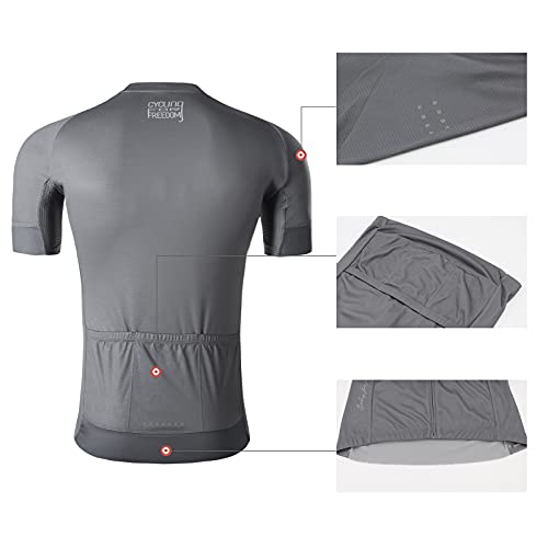 Santic Hombres Ciclismo Jersey Pantalones Cortos Acolchado Ciclismo Trajes Verano Manga Corta Ciclismo Ropa Conjunto Bicicletas, gris, XL