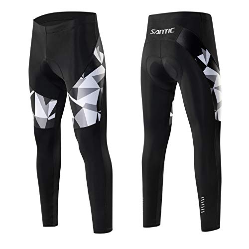 Santic Pantalon Ciclismo Hombre Largo Acolchado Pantalon Bicicleta Pantalones Ciclista Hombre Largos con Badana Gris EU XL