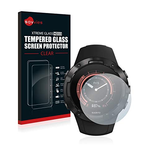 savvies Protector Cristal Templado Compatible con Suunto 5 Protector Pantalla Vidrio, Protección 9H, Pelicula Anti-Huellas