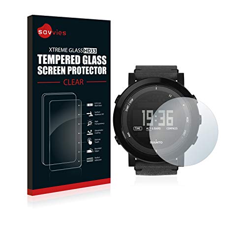 savvies Protector Cristal Templado Compatible con Suunto Essential Ceramic All Black Protector Pantalla Vidrio, Protección 9H, Pelicula Anti-Huellas