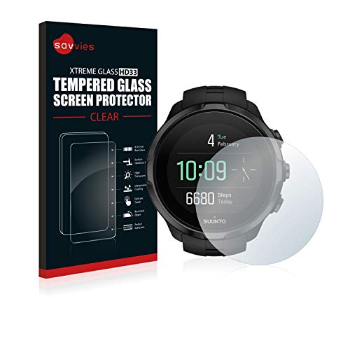 savvies Protector Cristal Templado Compatible con Suunto Spartan Sport/Ultra Protector Pantalla Vidrio, Protección 9H, Pelicula Anti-Huellas