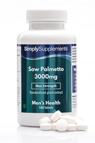 Saw Palmetto 3000mg - ¡Bote para 6 meses! - Apto para veganos - 180 Comprimidos - SimplySupplements