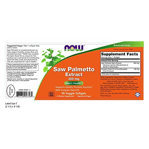 Saw Palmetto, Extracto de Salud de los Hombres, 320 mg, 90 Cápsulas Veggie - Now Foods