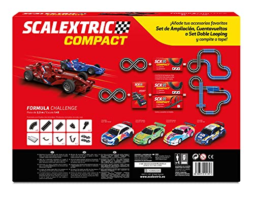 Scalextric - Circuito COMPACT - Pista de Carreras Completa - 2 coches y 2 mandos 1:43 (Fórmula Challenge)