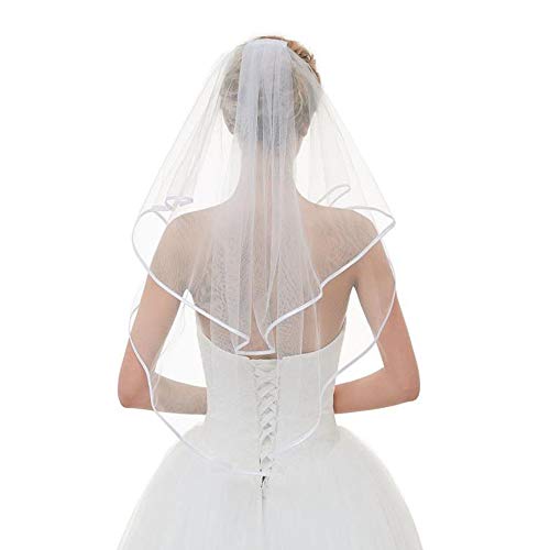 Schneespitze Velo de Novia,Velo para Novias,Accesorios para Bodas,Velo con Peine Velo de Novia Blanco con Peineta para Novias,Fiesta