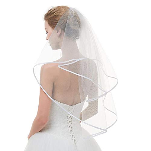 Schneespitze Velo de Novia,Velo para Novias,Accesorios para Bodas,Velo con Peine Velo de Novia Blanco con Peineta para Novias,Fiesta