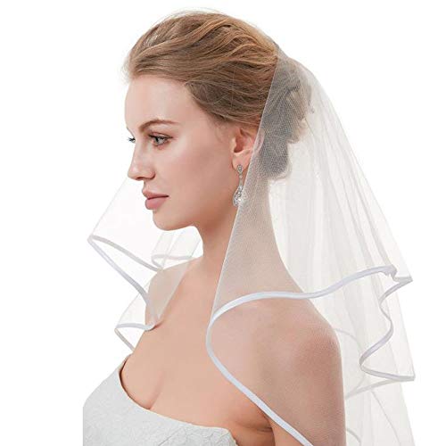 Schneespitze Velo de Novia,Velo para Novias,Accesorios para Bodas,Velo con Peine Velo de Novia Blanco con Peineta para Novias,Fiesta