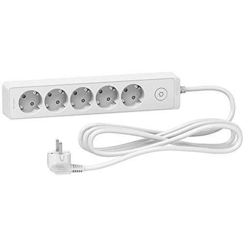 Schneider Electric ST9453W Base Multienchufe de 5 Tomas, Cable 3 m, Blanco