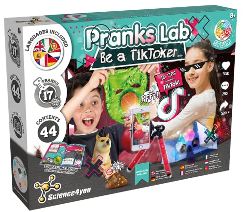 Science4you - Laboratorio de Bromas para Niños con TikTok - Crea tu TikTok y Haz 15 Bromas Divertidas: Bombas Fetidas, Cucarachas de Broma - Ciencia para Niños, Juegos Experimentos para Niños +8 Años