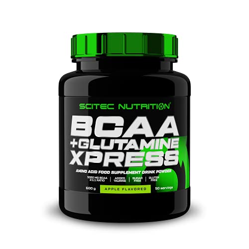 Scitec Nutrition BCAA + Glutamine Xpress, Bebida en polvo de aminoácidos aromatizada, con glutamina y taurina, sin azúcar, sin gluten, 600 g, Manzana