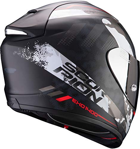 Scorpion EXO-1400 Air SYLEX Casco para Moto, Accesorio Unisex para Adultos, Matt Black-Silver Red, M