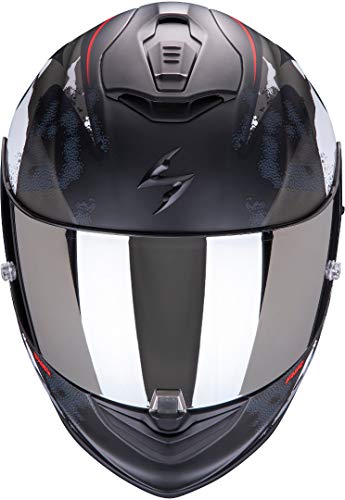 Scorpion EXO-1400 Air SYLEX Casco para Moto, Accesorio Unisex para Adultos, Matt Black-Silver Red, M