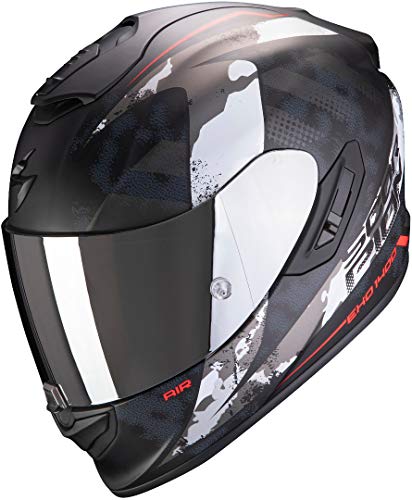 Scorpion EXO-1400 Air SYLEX Casco para Moto, Accesorio Unisex para Adultos, Matt Black-Silver Red, M