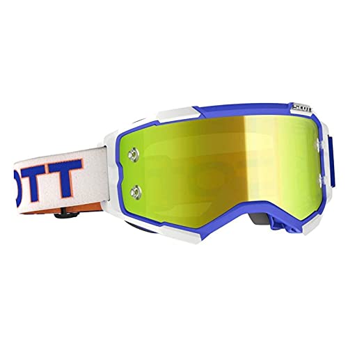 Scott Fury MX Goggle - Gafas de esquí para bicicleta de montaña, color blanco, azul y amarillo