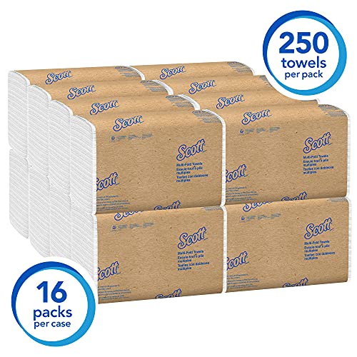 Scott U1804500 1804 Toallas de Mano Intercaladas Multifold, 16 Paquetes de 250 Hojas de Papel, Tecnología Absorbente Airflex, Color: Blanco