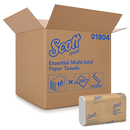 Scott U1804500 1804 Toallas de Mano Intercaladas Multifold, 16 Paquetes de 250 Hojas de Papel, Tecnología Absorbente Airflex, Color: Blanco