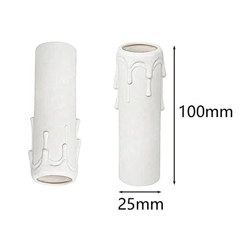 Sctmda Portalámparas Tipo Vela 20 Piezas Manga para Vela Casquillos de Vela Casquillo Vela Portalámparas Vela Casquillo Manga para Vela de Lamparas Manga de Goteo de Velas Blanco 25 x 100mm