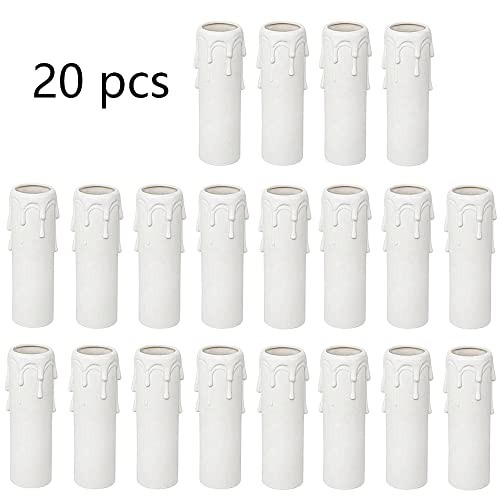 Sctmda Portalámparas Tipo Vela 20 Piezas Manga para Vela Casquillos de Vela Casquillo Vela Portalámparas Vela Casquillo Manga para Vela de Lamparas Manga de Goteo de Velas Blanco 25 x 100mm