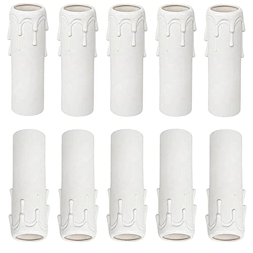 Sctmda Portalámparas Tipo Vela 20 Piezas Manga para Vela Casquillos de Vela Casquillo Vela Portalámparas Vela Casquillo Manga para Vela de Lamparas Manga de Goteo de Velas Blanco 25 x 100mm