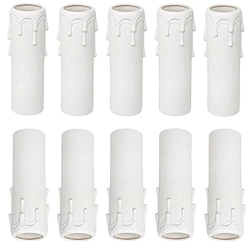 Sctmda Portalámparas Tipo Vela 20 Piezas Manga para Vela Casquillos de Vela Casquillo Vela Portalámparas Vela Casquillo Manga para Vela de Lamparas Manga de Goteo de Velas Blanco 25 x 100mm