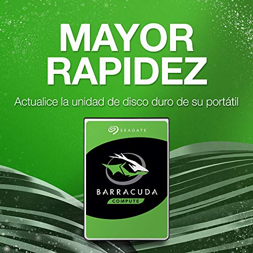 Seagate BarraCuda, 1 TB, Disco duro interno, HDD, 2,5" SATA 6 GB/s, 5400 RPM, caché de 128 MB para ordenador portátil y PC (ST1000LM048)