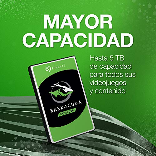 Seagate BarraCuda, 1 TB, Disco duro interno, HDD, 2,5" SATA 6 GB/s, 5400 RPM, caché de 128 MB para ordenador portátil y PC (ST1000LM048)