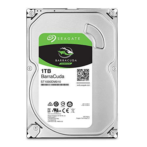 Seagate BarraCuda, 1 TB, Disco duro interno, HDD, 3,5", SATA 6 GB/s, 7200 RPM, 64 MB, caché para ordenador de sobremesa y PC (ST1000DM010)