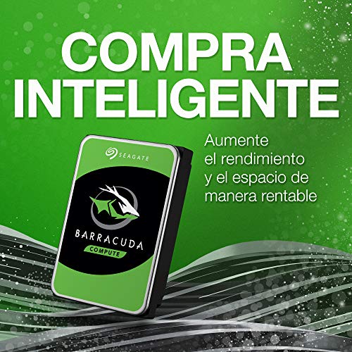Seagate BarraCuda, 1 TB, Disco duro interno, HDD, 3,5", SATA 6 GB/s, 7200 RPM, 64 MB, caché para ordenador de sobremesa y PC (ST1000DM010)