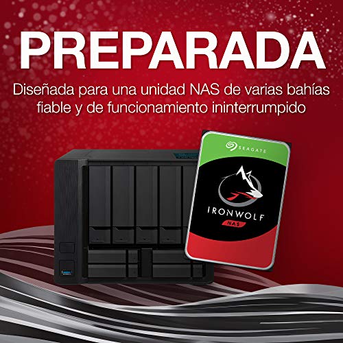 Seagate IronWolf, 2 TB, Disco Duro Interna HDD NAS, CMR, 3,5 pulgadas, SATA a 6 Gb/s, 5900 RPM, caché de 64 MB, RAID, 3 años servicios Rescue (ST2000VN004)