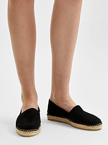 SELECTED FEMME Slfmarie Suede Espadrilles B, Alpargata Mujer, Negro (Black Black), 36 EU