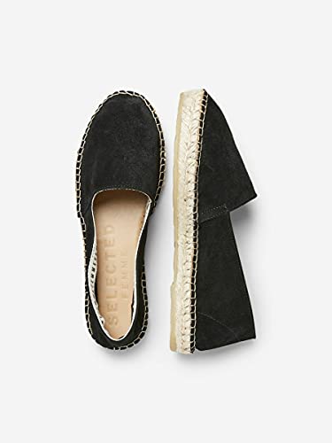 SELECTED FEMME Slfmarie Suede Espadrilles B, Alpargata Mujer, Negro (Black Black), 36 EU