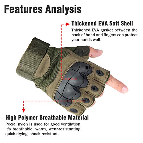 Selighting Guantes Tácticos Medio Dedo Guantes Militar Guantes para Moto Guantes para Ciclismo Guantes de Caza para Hombre (XL, Verde Militar)