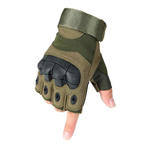 Selighting Guantes Tácticos Medio Dedo Guantes Militar Guantes para Moto Guantes para Ciclismo Guantes de Caza para Hombre (XL, Verde Militar)