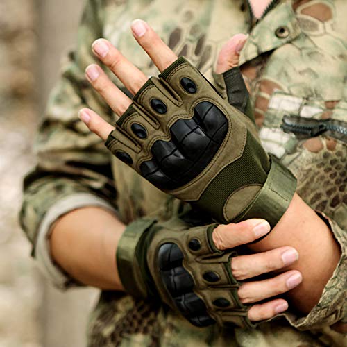 Selighting Guantes Tácticos Medio Dedo Guantes Militar Guantes para Moto Guantes para Ciclismo Guantes de Caza para Hombre (XL, Verde Militar)