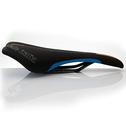 Selle Italia Q-Bik Sillín, Unisex, Negro/Naranja/Azul