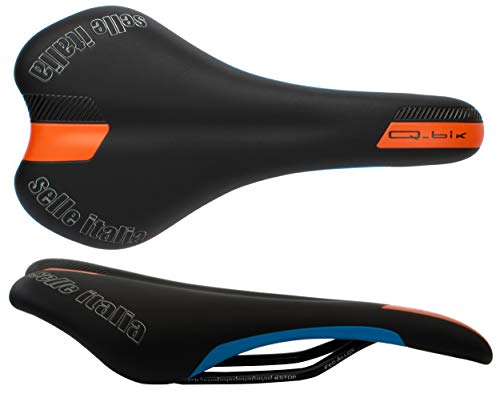 Selle Italia Q-Bik Sillín, Unisex, Negro/Naranja/Azul