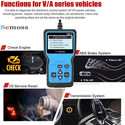 Semoss Portatil Escáner OBD2 Auto Diagnóstico Lector Codigos Error Luz Motor Lectura y Borrado de Códigos de Fallo para Coches con Protocolos OBDII