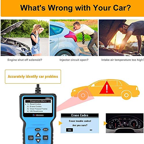 Semoss Portatil Escáner OBD2 Auto Diagnóstico Lector Codigos Error Luz Motor Lectura y Borrado de Códigos de Fallo para Coches con Protocolos OBDII