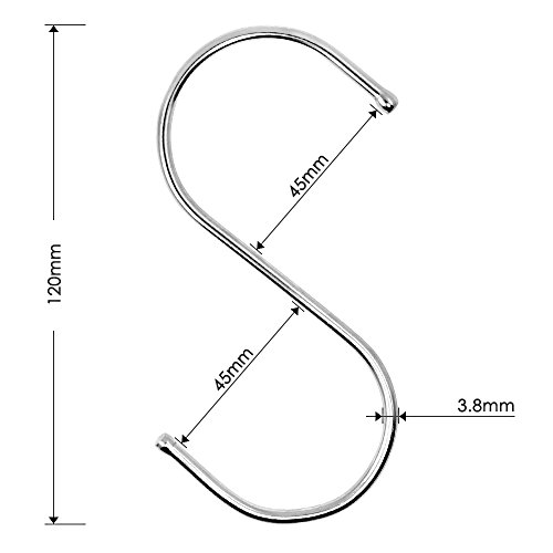 Senhai 15 Paquete S-Ganchos de Acero Inoxidable, Rust-Libre y Libre de Corrosión, 4,7" Anzuelos Ganchos Multiuso en Cocina Baño Dormitorio Oficina Sala de Estar