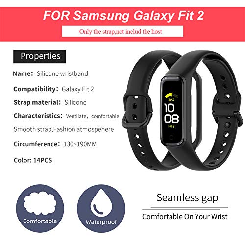 SenMore 14 Correas para Samsung Galaxy Fit 2, Correa de Repuesto de Silicona para Relojes Inteligentes Samsung Galaxy Fit 2 Correa de Repuesto Multicolor para Relojes Samsung Galaxy FIT 2