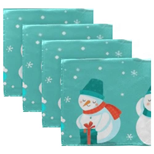 Servilletas de tela de poliéster lavables de 20 pulgadas, 6 piezas, muñeco de nieve, muñecos de nieve navideños alegres, diferentes disfraces, servilletas de tela de satén, ideales para bodas, fiesta